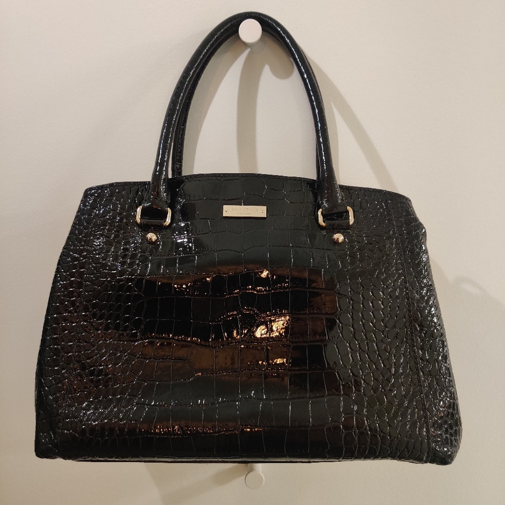 Kate Spade Croc Embossed Patent Leather Satchel